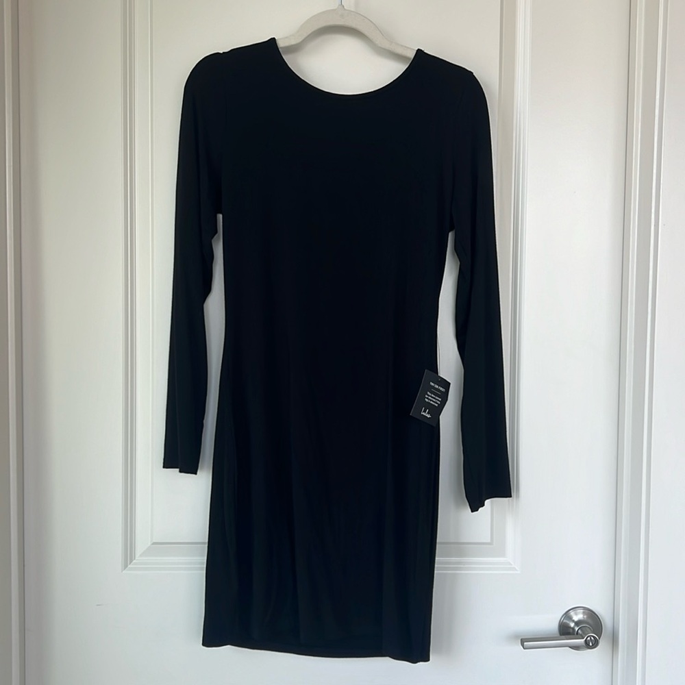 NWT - Lulus - Long-sleeve Bodycon Mini Dress - Black - Sz Large